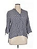 XCVI Checkered-gingham Gray Blue 3/4 Sleeve Blouse Size XL - photo 1