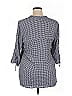 XCVI Checkered-gingham Gray Blue 3/4 Sleeve Blouse Size XL - photo 2
