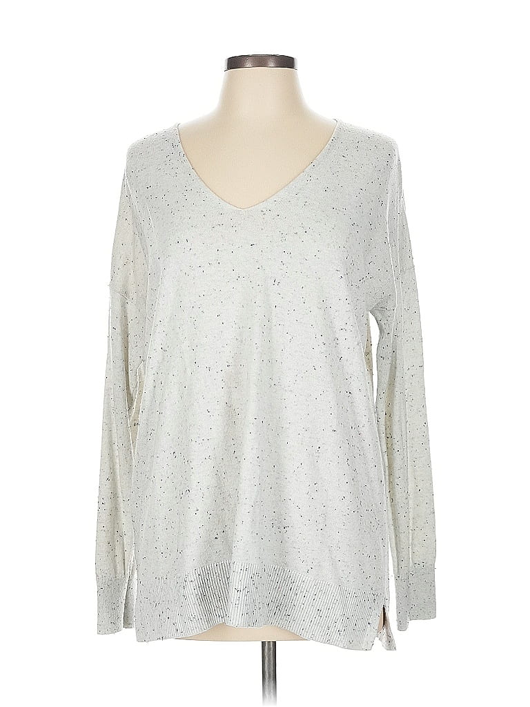 Pre-owned Ann Taylor Loft Pullover Sweater In Silver