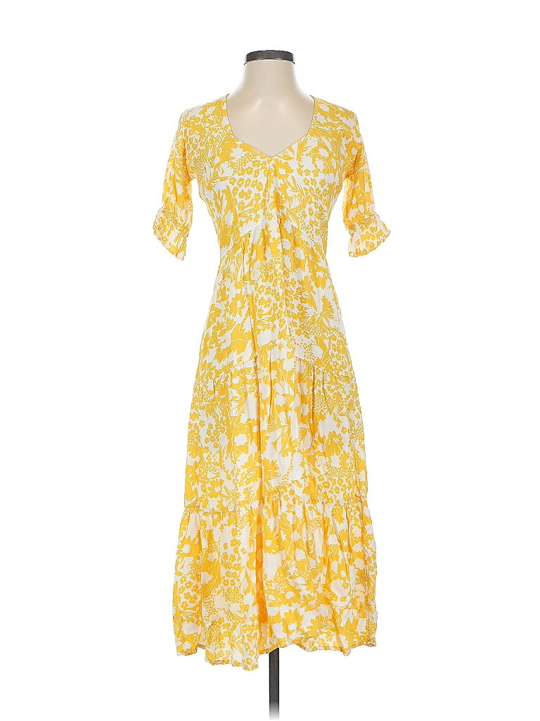 Faithfull the Brand 100% Rayon Yellow Casual Dress Size 2 - photo 1