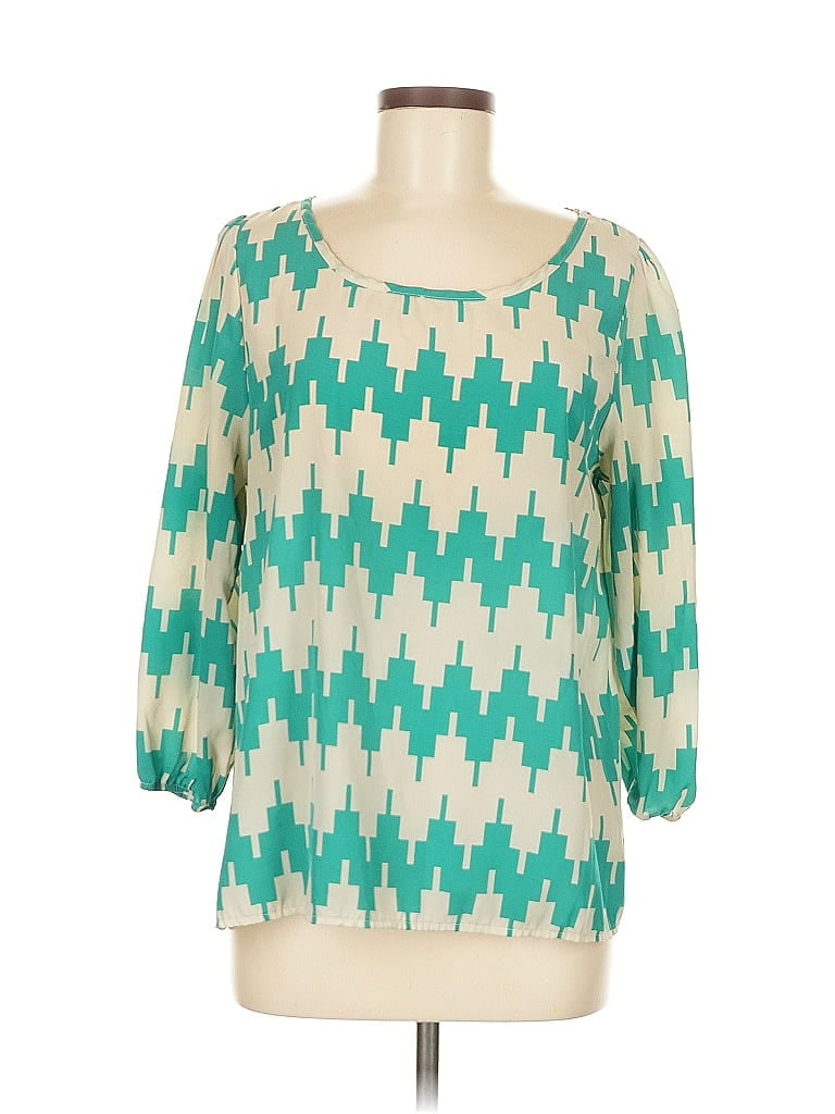 Pre-owned Unbranded 3/4 Sleeve Blouse In Blue