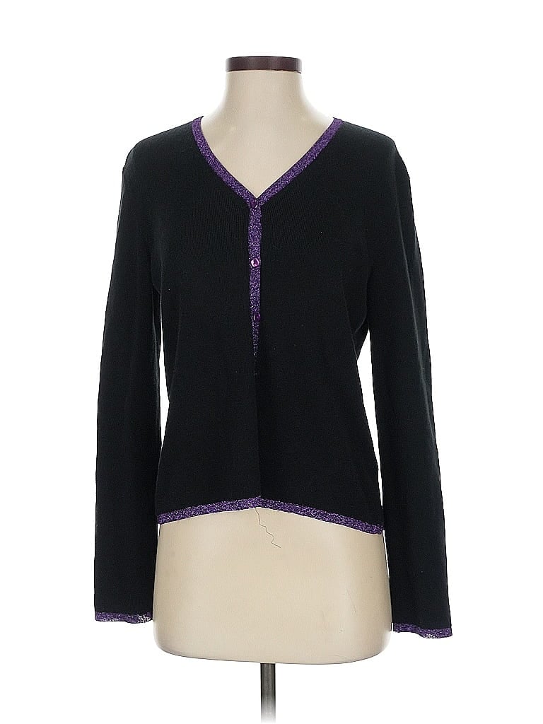 Pre-owned City Silk Cardigan Sweater In Black