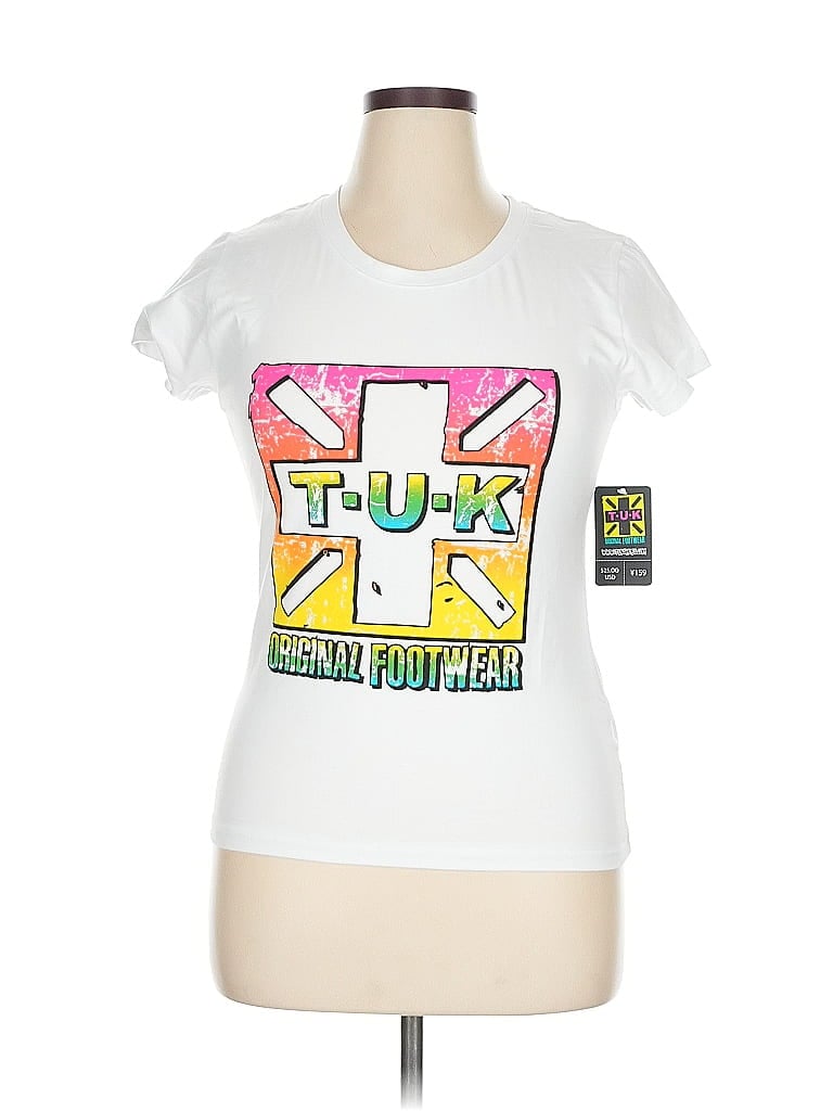 t.u.k. 100% Cotton White Short Sleeve T-Shirt Size XL - photo 1