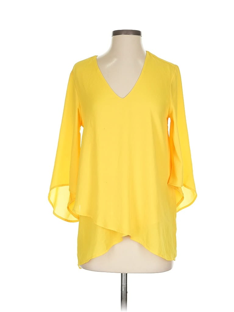 Pre-owned Karen Kane 3/4 Sleeve Blouse In Yellow