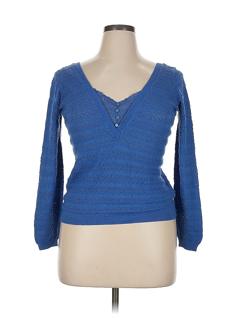 LA MAILLE SEZANE Paris 100% Cotton Blue Pullover Sweater Size XL - photo 1