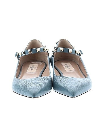 Valentino Garavani Pebbled Leather Rockstud Ankle-Strap Flats (view 2)