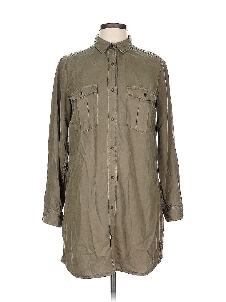 Pre-owned &denim By H&m Long Sleeve Button Down Shirt In Green