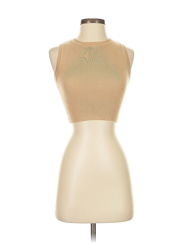 Pre-owned Zara Sleeveless Top Tan Strapless Neckline Tops In Brown