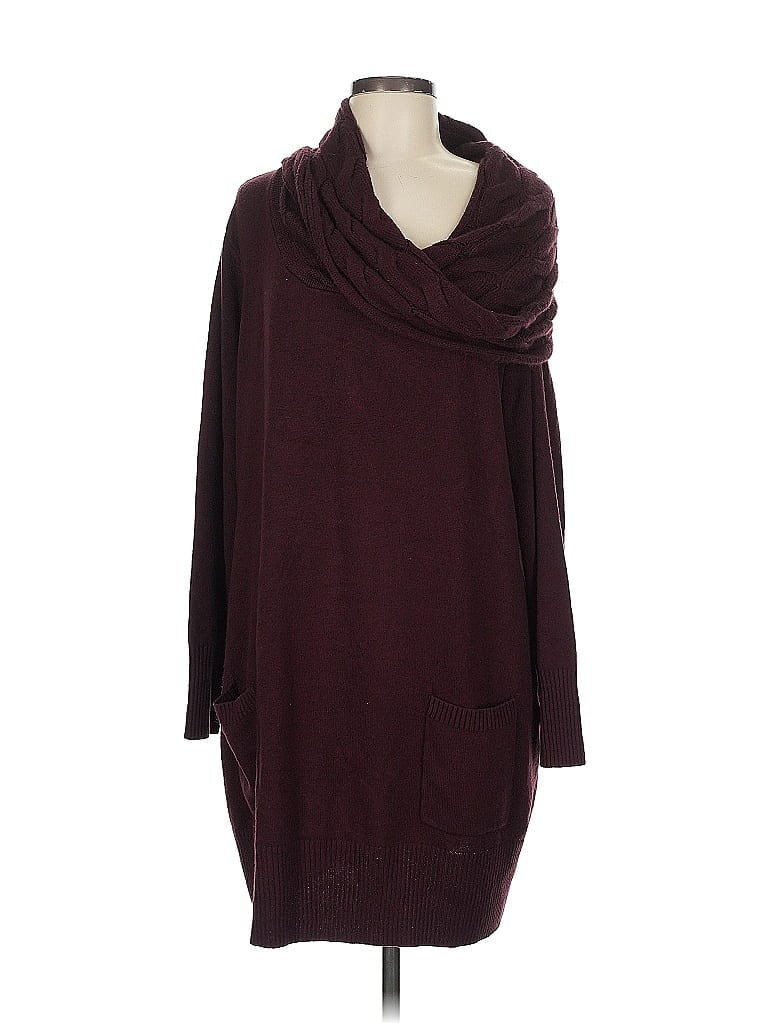 Soho JEANS NEW YORK & COMPANY 100% Acrylic Burgundy Casual Dress Size L - photo 1