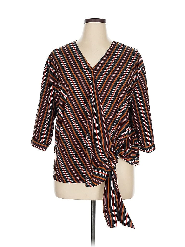 Pre-owned Eloquii 3/4 Sleeve Blouse In Brown