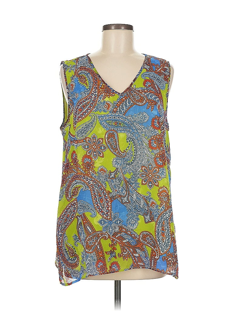 Belle By Kim Gravel 100% Polyester Blue Sleeveless Blouse Size M - photo 1