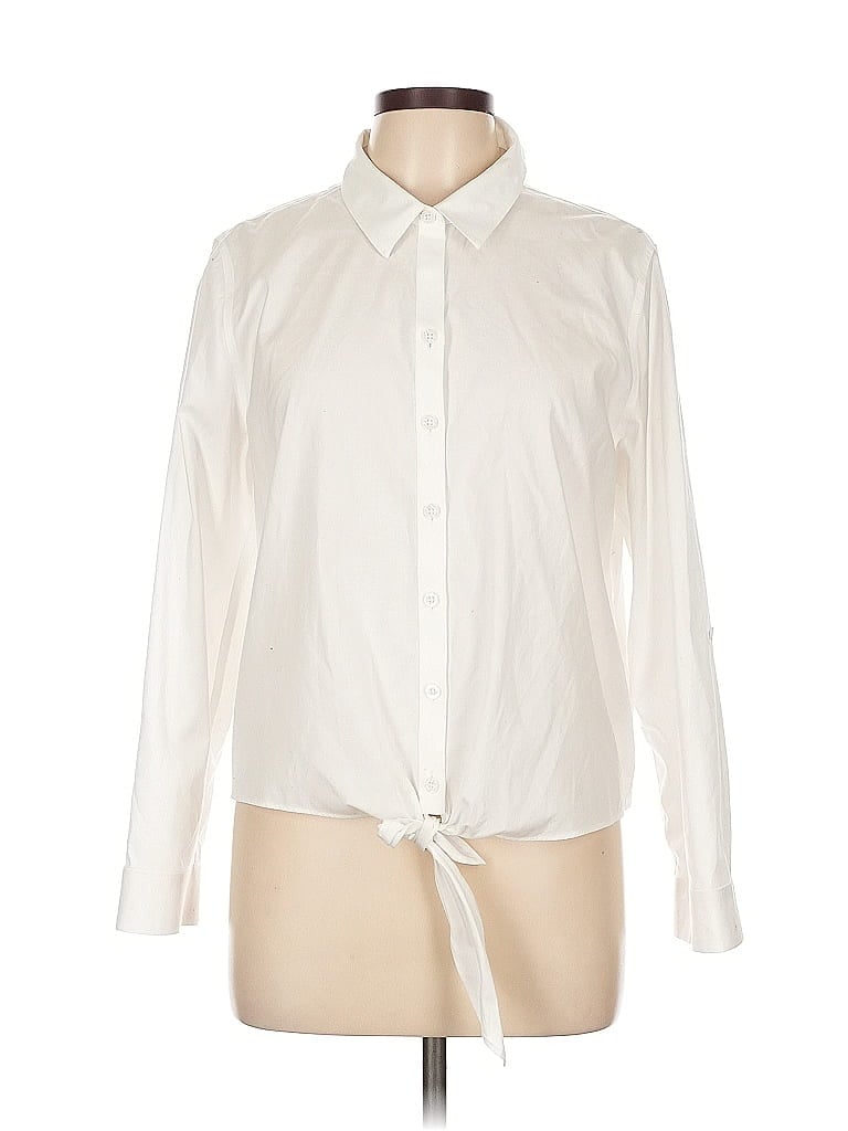 Pre-owned Chico's Long Sleeve Blouse In White