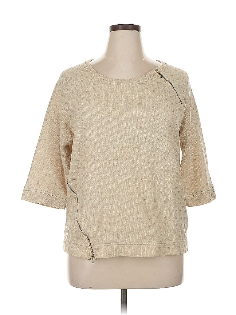 Pre-owned The Limited 3/4 Sleeve Top Tan Crew Neck Tops In Brown