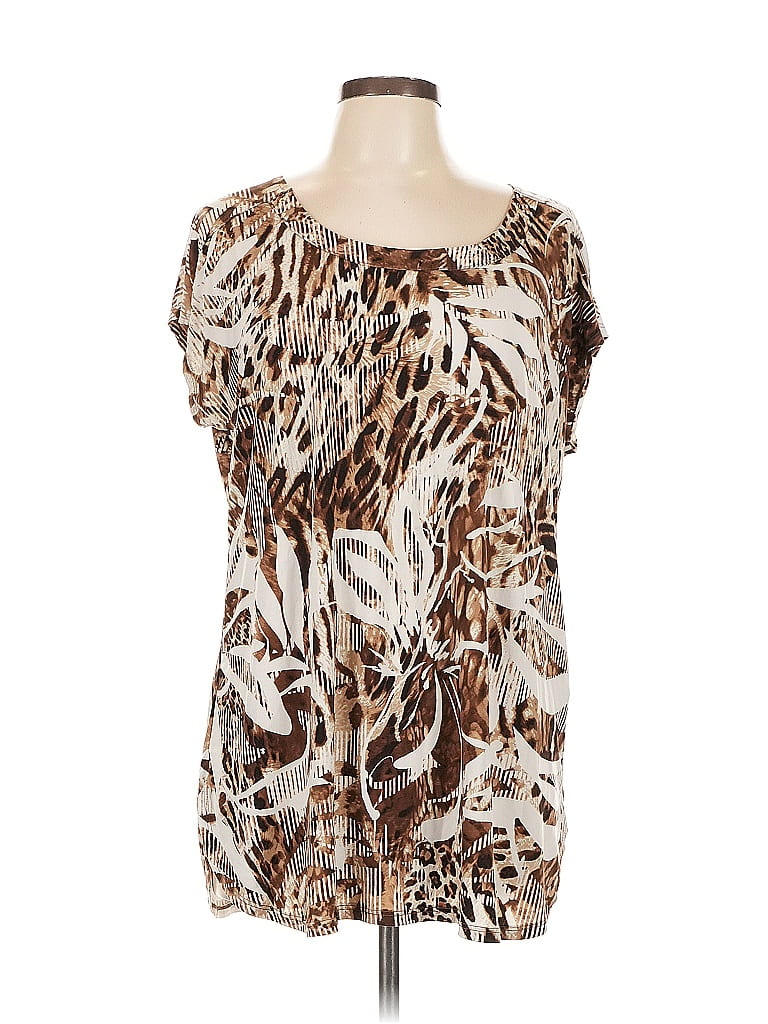 Chico's Animal Print Tan Brown Sleeveless T-Shirt Size Lg (2) - photo 1