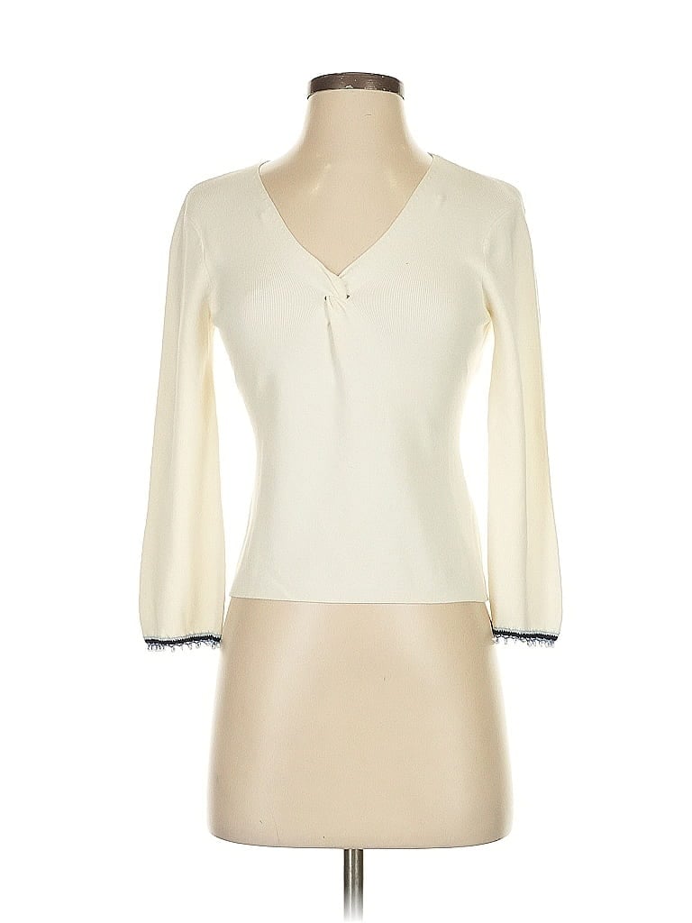 Pre-owned Sigrid Olsen Cardigan Sweater In White