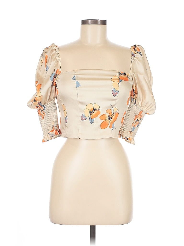 Nicholas 100% Polyester Ivory Short Sleeve Blouse Size 4 - photo 1