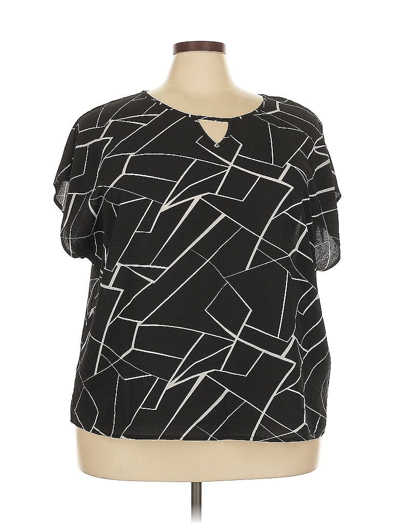 Pre-owned Emery Rose Short Sleeve Blouse In Black