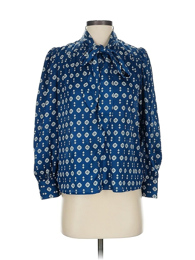Pre-owned Ann Taylor Long Sleeve Blouse In Blue
