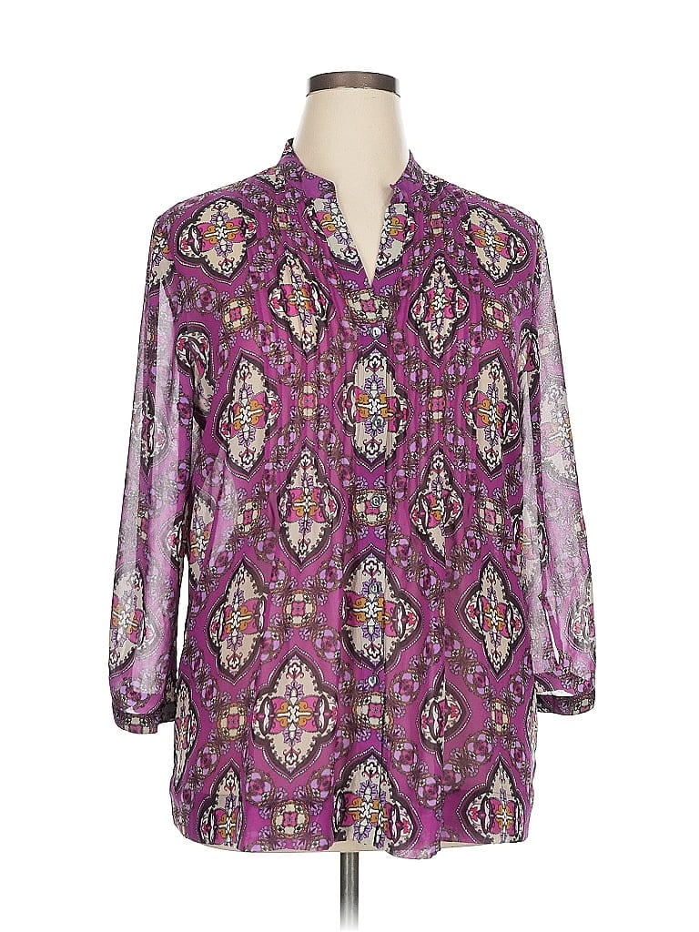 Click to view more detailed imagery on our partner's website Pre-owned Charter Club 3/4 Sleeve Blouse In Purple