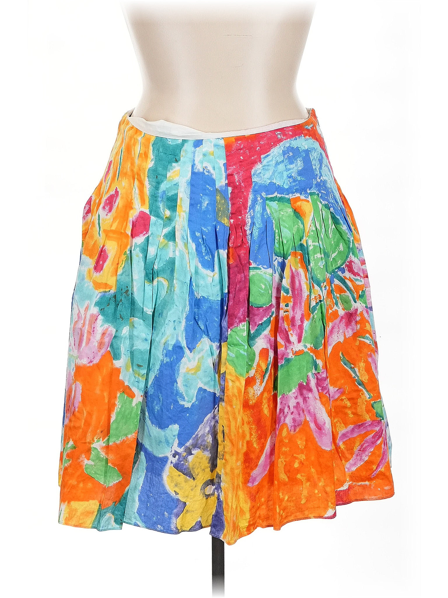 Lauren by Ralph Lauren 100% Cotton Tie-dye Orange Casual Skirt Size 14