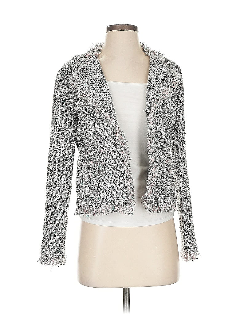 Pre-owned Intermix Cardigan Sweater In Silver