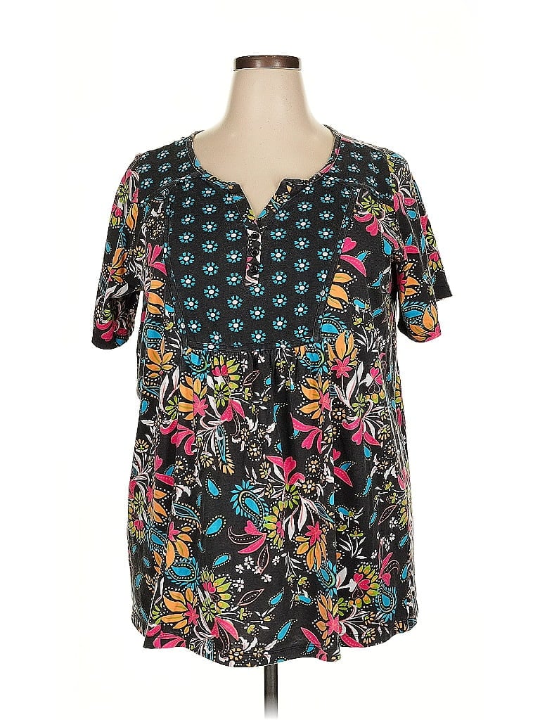 Woman Within Black Short Sleeve Henley Size 18 - photo 1