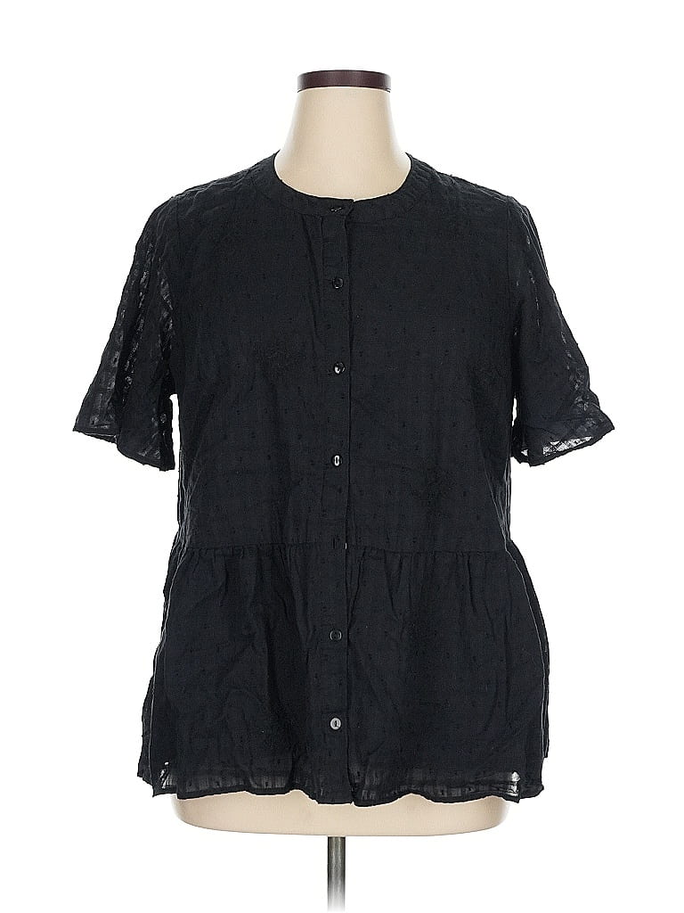 Isaac Mizrahi LIVE! 100% Cotton Black Short Sleeve Blouse Size 1X - photo 1