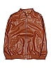 Unbranded 100% Polyester Brown Faux Leather Jacket Size 160 cm / US 14 - photo 1