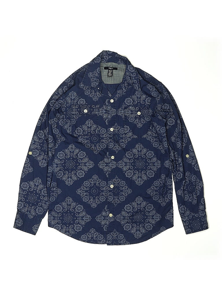 Pre-owned Gap Kids' Long Sleeve Button Down Shirt In Blue