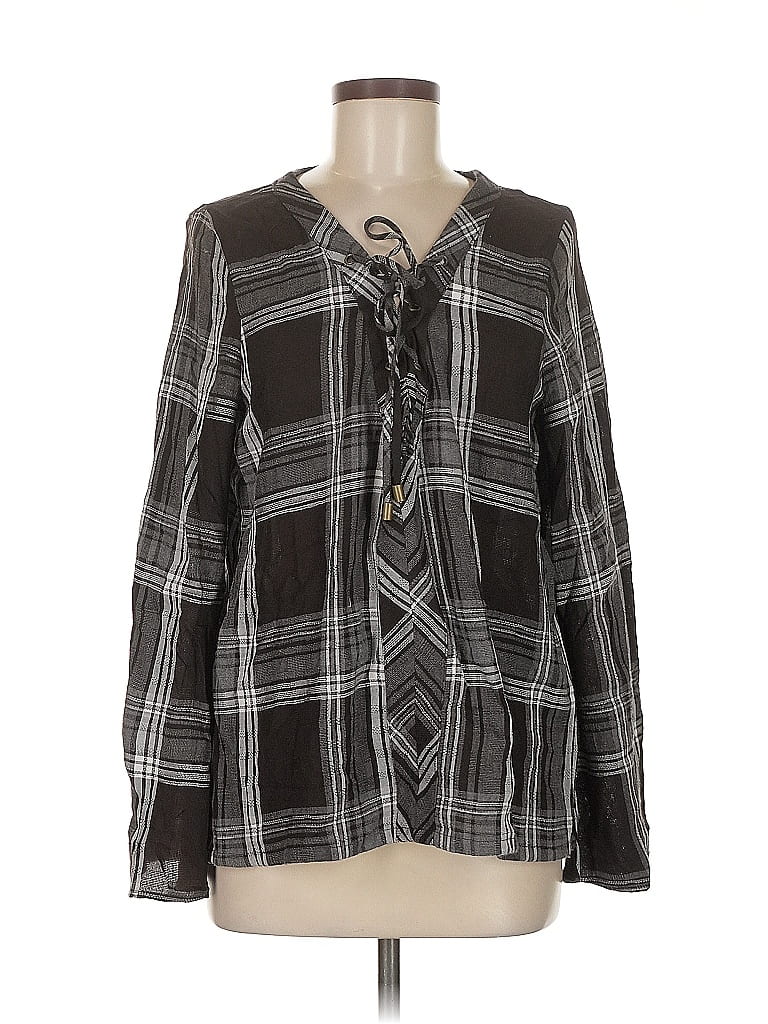 Pre-owned Maven West Long Sleeve Blouse In Black