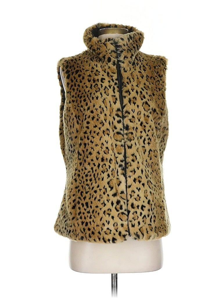 Pre-owned Kristen Blake Faux Fur Vest In Gold