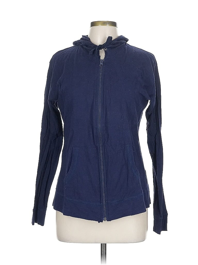 Hanes 100% Cotton Blue Zip Up Hoodie Size L - photo 1
