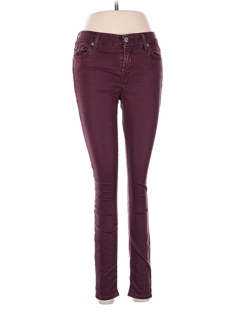 Pre-owned 7 For All Mankind Jeggings In Burgundy
