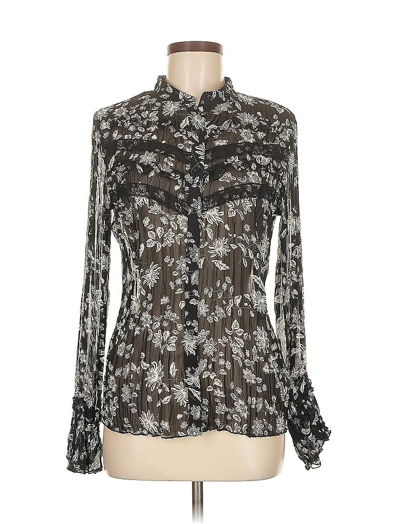 Pre-owned Apt. 9 Long Sleeve Blouse In Black