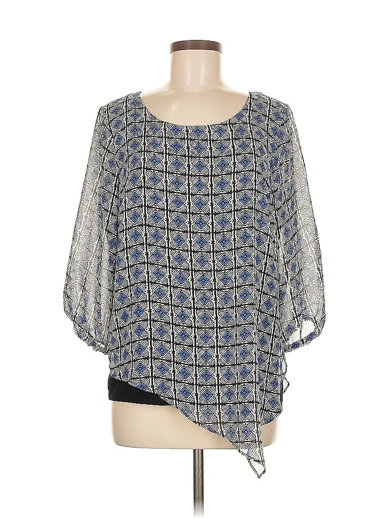 AB STUDIO Pre-owned 3/4 Sleeve Blouse In Blue