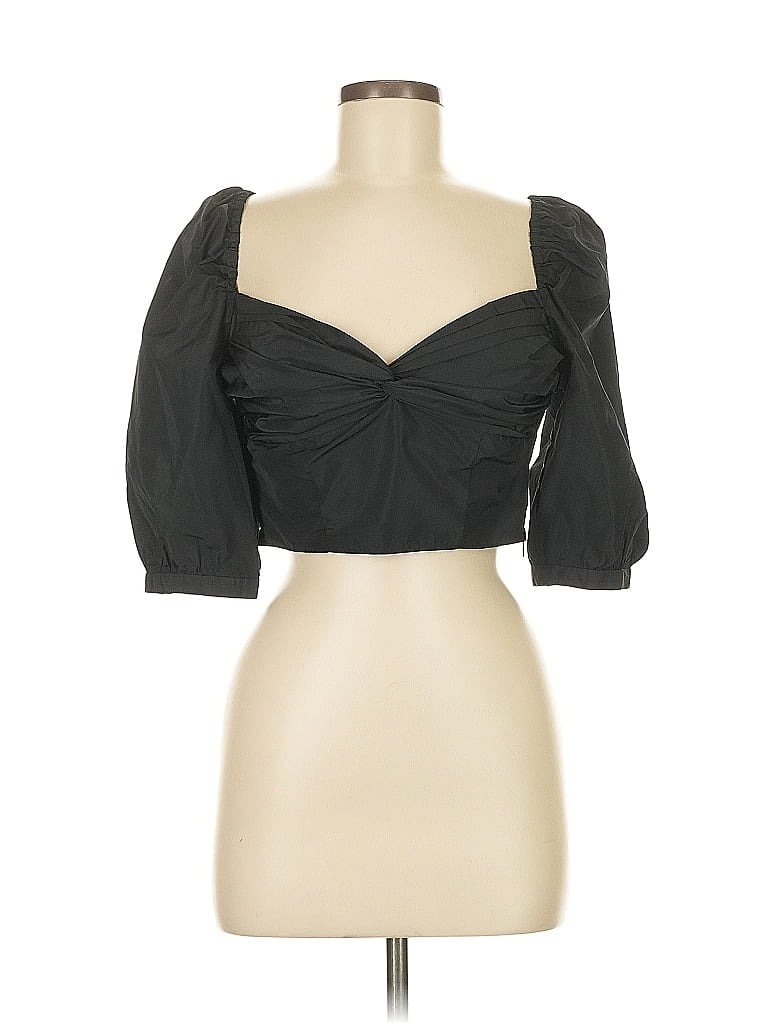 Click to view more detailed imagery on our partner's website Pre-owned Zara 3/4 Sleeve Top Black Sweetheart Neckline Tops
