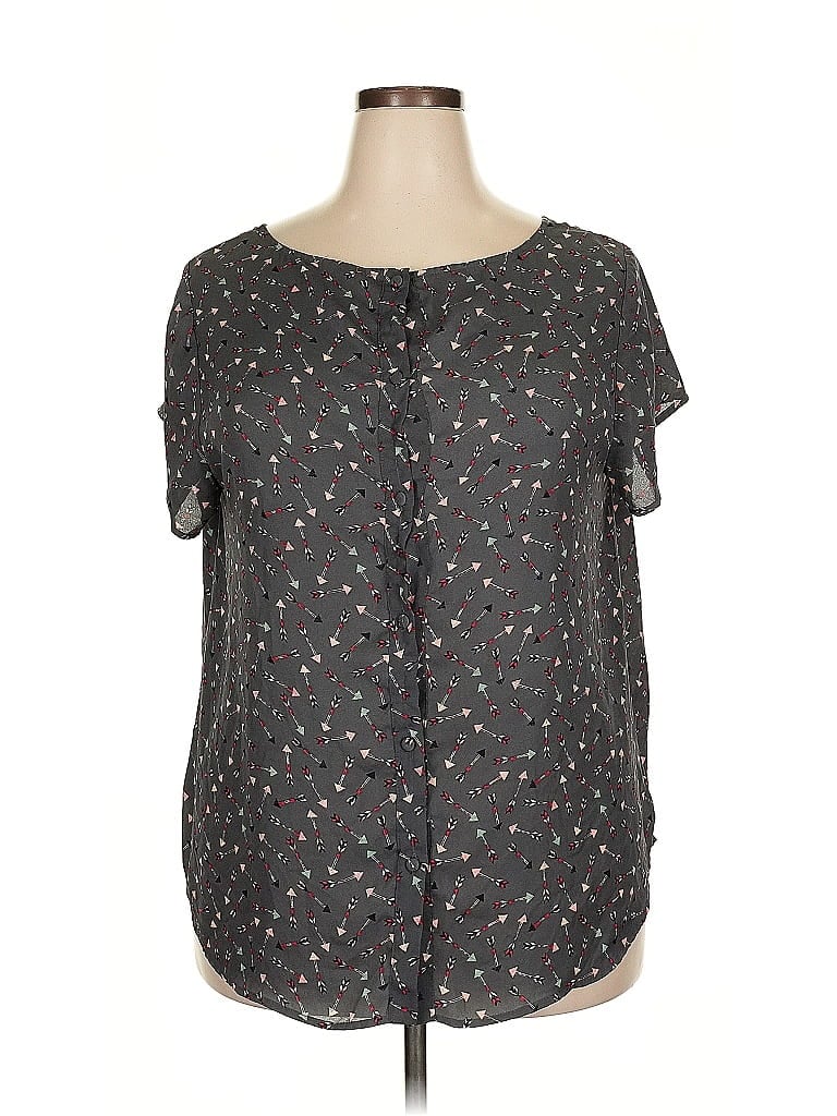 Pre-owned Unbranded Short Sleeve Blouse In Gray