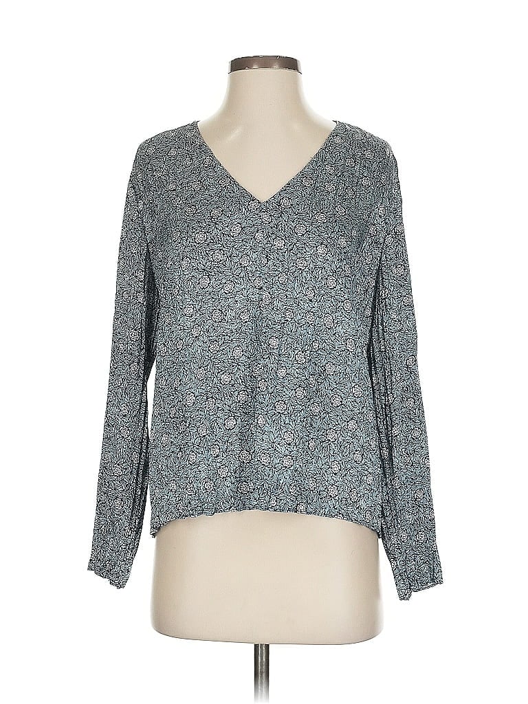 Pre-owned Vince Long Sleeve Blouse In Blue