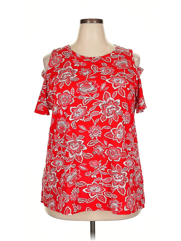 Woman Within Red Short Sleeve Blouse Size 18 - photo 1