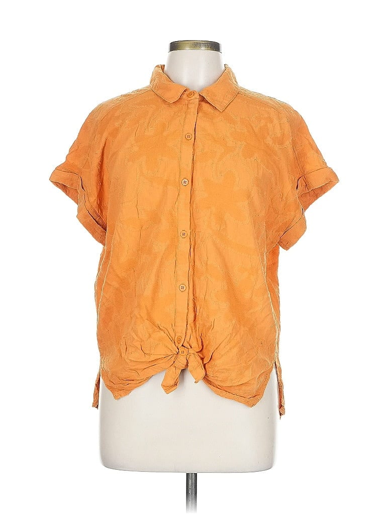 Pre-owned Splendid Short Sleeve Blouse In Orange