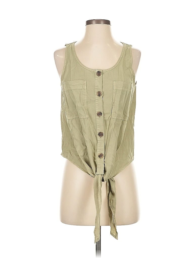 Pre-owned Universal Thread Sleeveless Button Down Shirt In Green