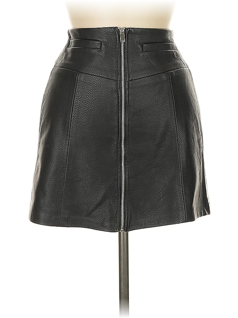 Pre-owned Bershka Faux Leather Skirt In Black