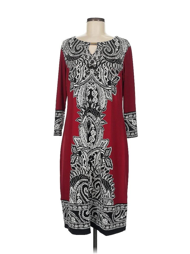 JM Collection Paisley Burgundy Casual Dress Size M - photo 1