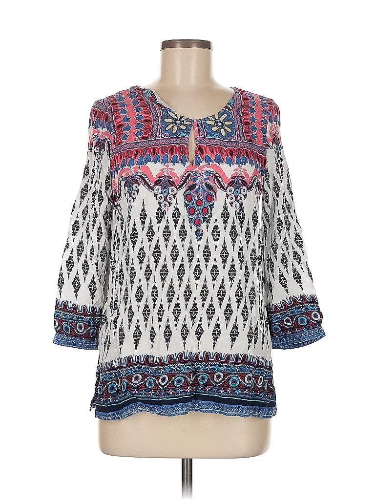 Pre-owned Fun2fun 3/4 Sleeve Blouse In Blue