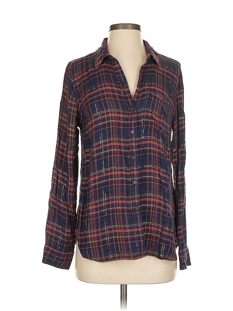 Pre-owned Lucky Brand Long Sleeve Blouse In Blue