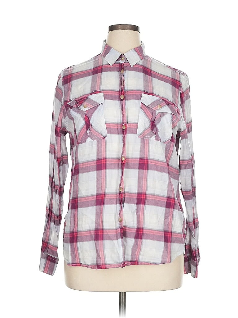 Pre-owned American Eagle Outfitters Long Sleeve Button Down Shirt In Pink
