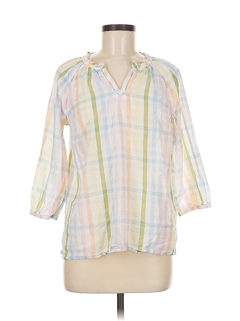 Pre-owned Talbots 3/4 Sleeve Button Down Shirt In White