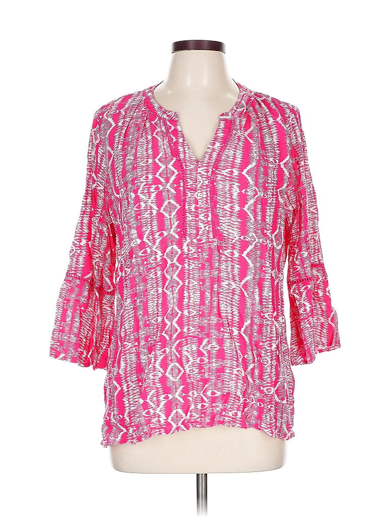 Click to view more detailed imagery on our partner's website Pre-owned Gloria Vanderbilt 3/4 Sleeve Blouse In Pink