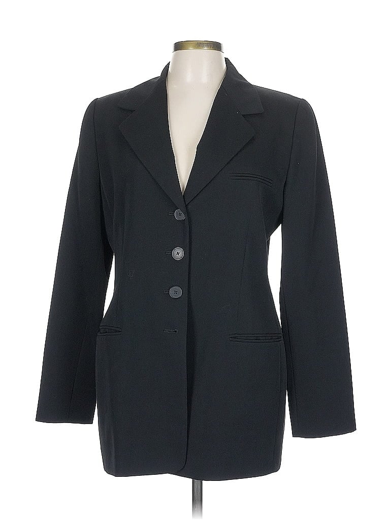 Pre-owned Linda Allard Ellen Tracy Wool Blazer Jacket In Black