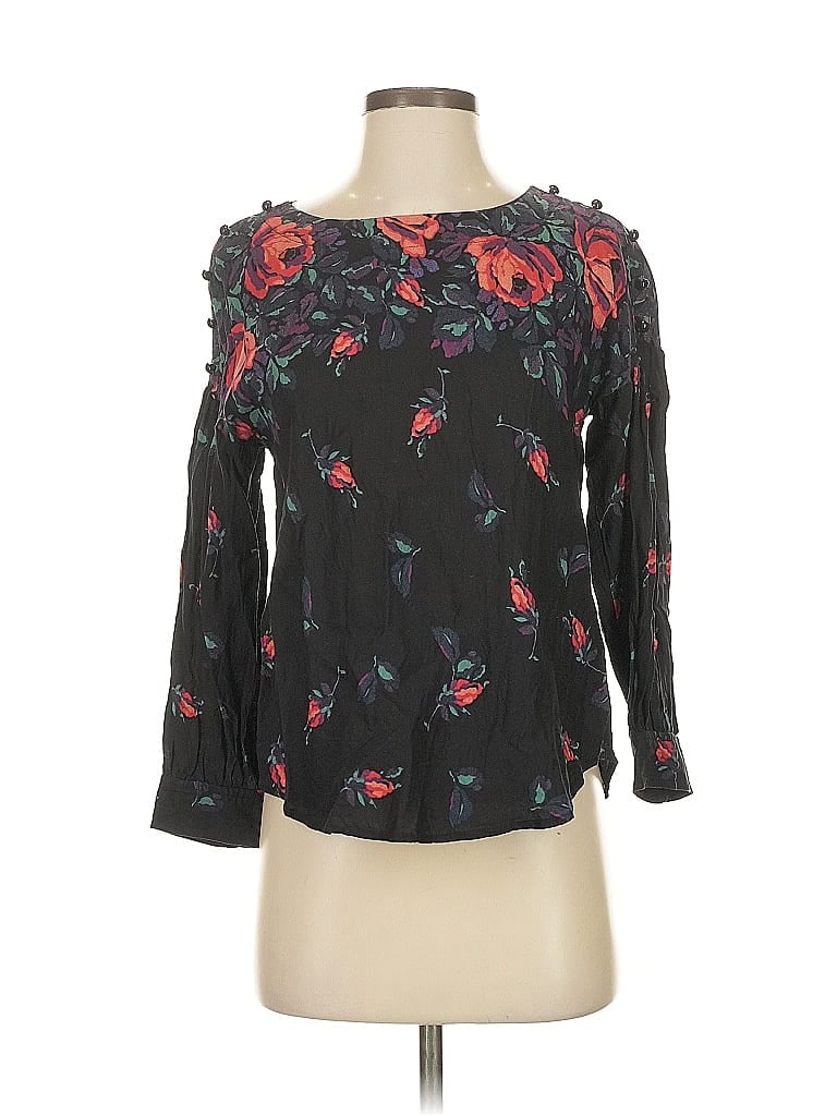 Pre-owned Maeve Long Sleeve Blouse In Black